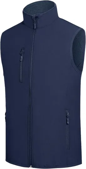 fit space Men's Lightweight Vest Softshell Sleeveless Windproof Jacket with Zipper Pcoket Cycling Travel Hiking Running Golf
