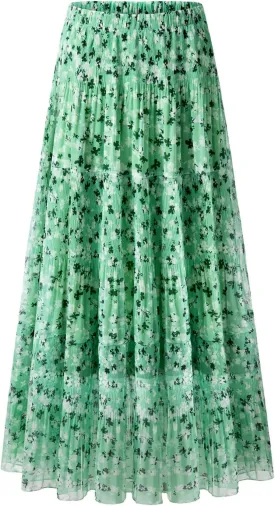 Maxi Skirts for Women Pleated Long Flowy Chiffon Elastic Waist Tiered A Line Skirt