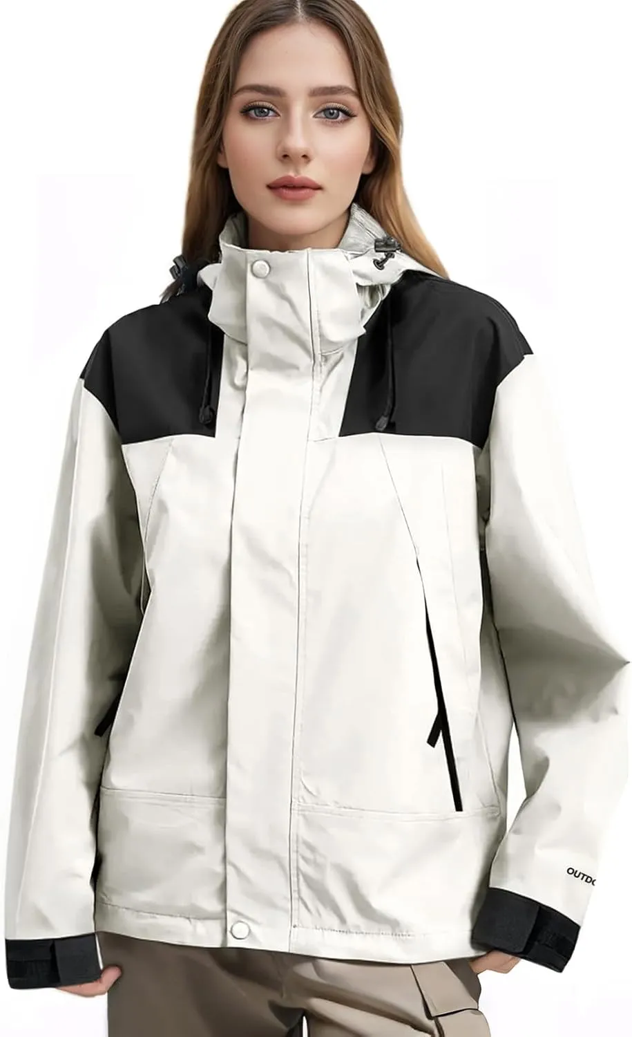 NANJUN Womens Waterproof Rain jacket Lightweight Packable Hooded Windbreaker Softshell Raincoat for Hiking Travel Outdoor