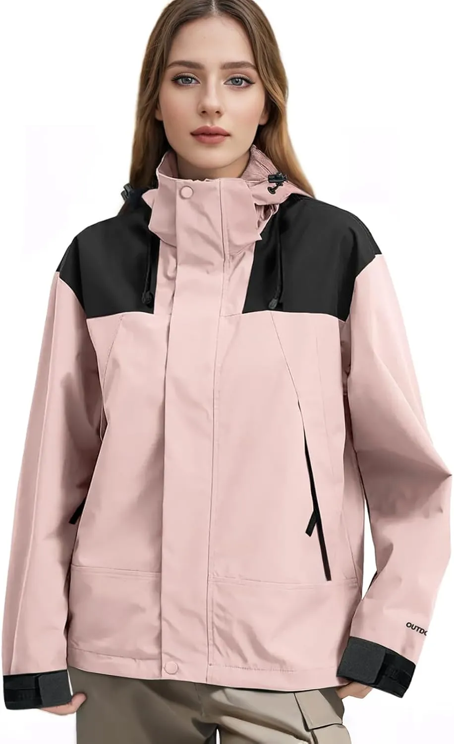 NANJUN Womens Waterproof Rain jacket Lightweight Packable Hooded Windbreaker Softshell Raincoat for Hiking Travel Outdoor