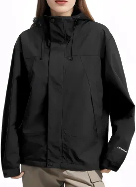 NANJUN Womens Waterproof Rain jacket Lightweight Packable Hooded Windbreaker Softshell Raincoat for Hiking Travel Outdoor