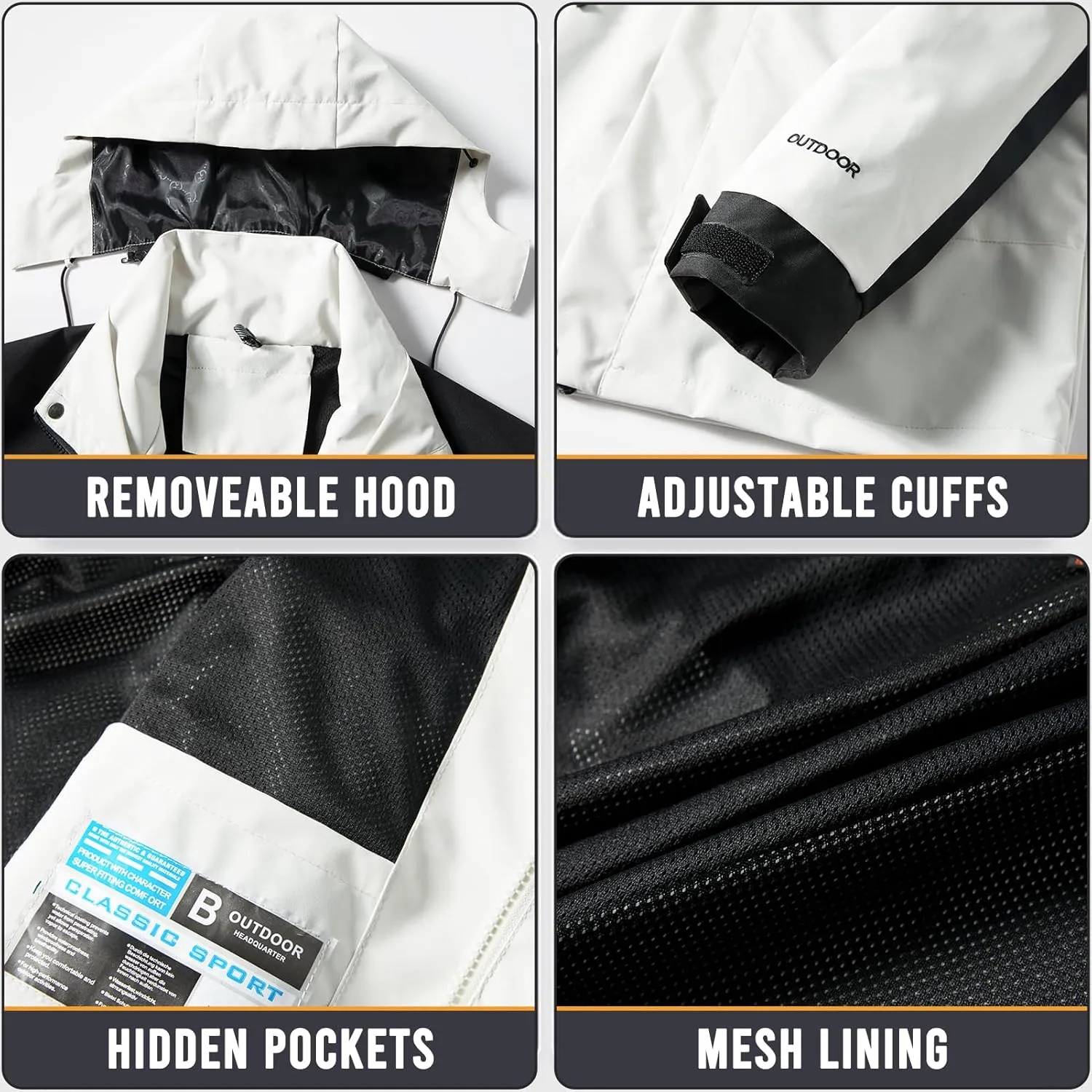 NANJUN Womens Waterproof Rain jacket Lightweight Packable Hooded Windbreaker Softshell Raincoat for Hiking Travel Outdoor