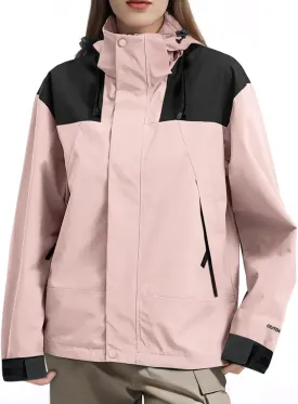 NANJUN Womens Waterproof Rain jacket Lightweight Packable Hooded Windbreaker Softshell Raincoat for Hiking Travel Outdoor