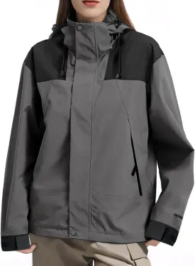 NANJUN Womens Waterproof Rain jacket Lightweight Packable Hooded Windbreaker Softshell Raincoat for Hiking Travel Outdoor