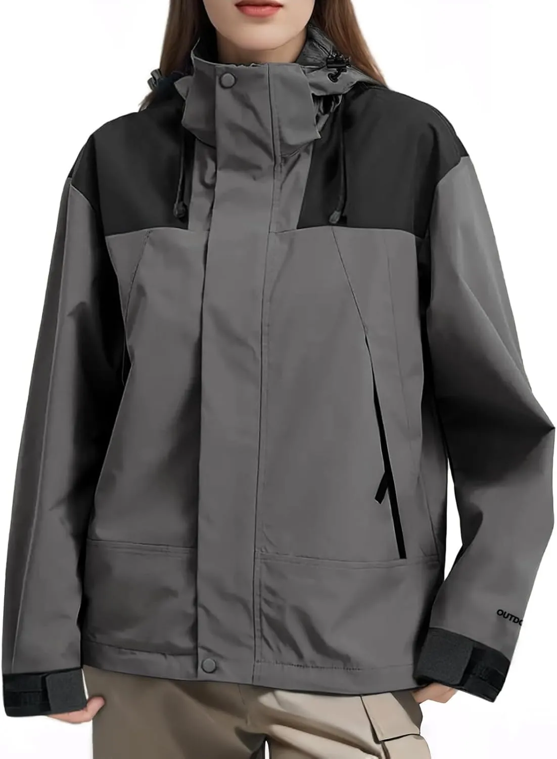 NANJUN Womens Waterproof Rain jacket Lightweight Packable Hooded Windbreaker Softshell Raincoat for Hiking Travel Outdoor