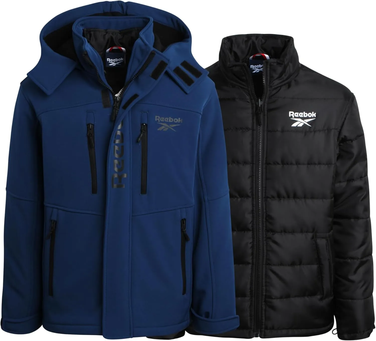 Reebok Boys' Winter Coat  Waterproof Softshell Jacket with Removable Puffer Parka  System Ski Jacket for Boys (8-20)