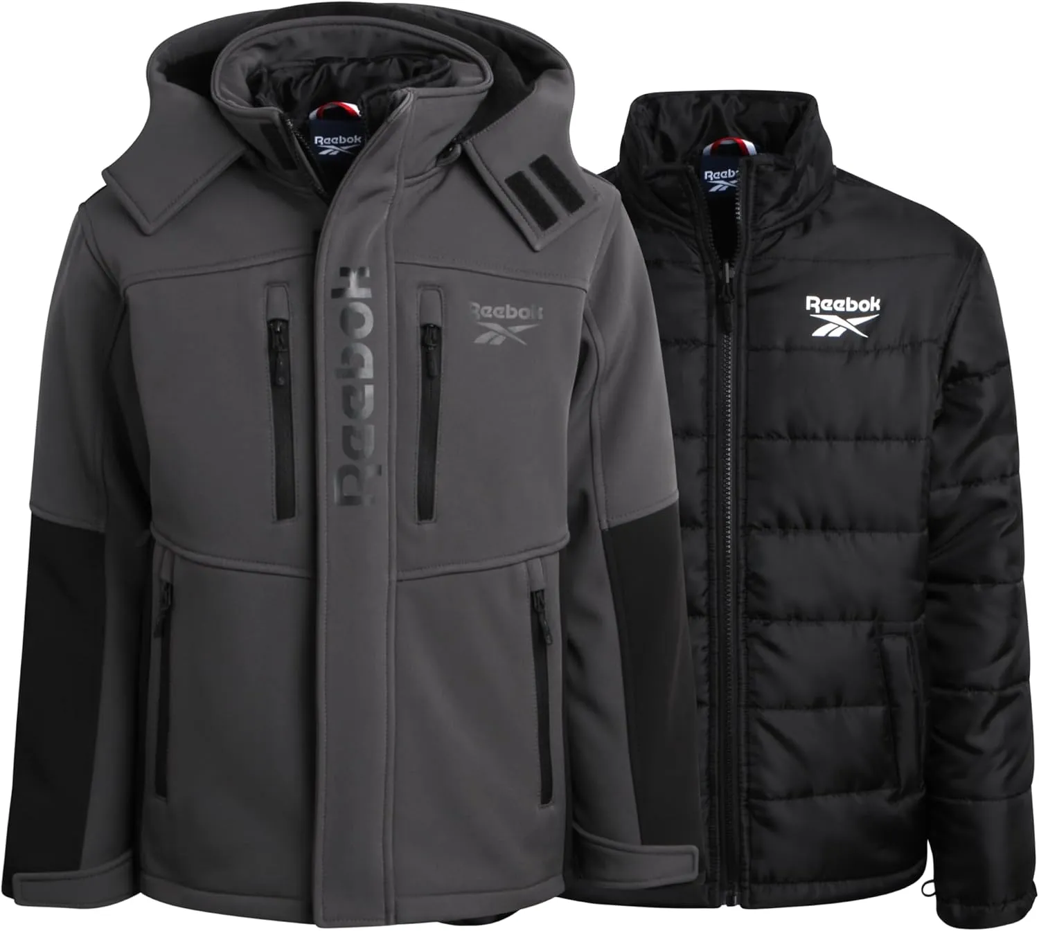 Reebok Boys' Winter Coat  Waterproof Softshell Jacket with Removable Puffer Parka  System Ski Jacket for Boys (8-20)