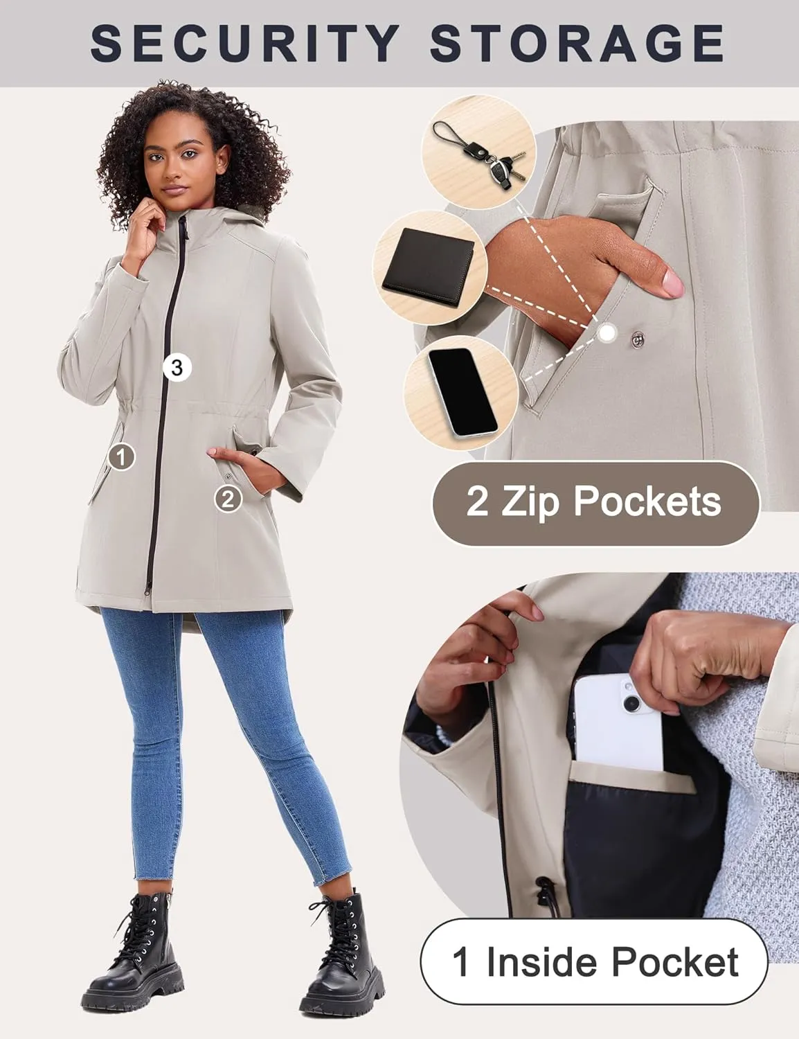 ROYAL MATRIX Women's Waterproof Rain Jacket Lightweight Hooded Breathable Windbreaker Softshell Jacket