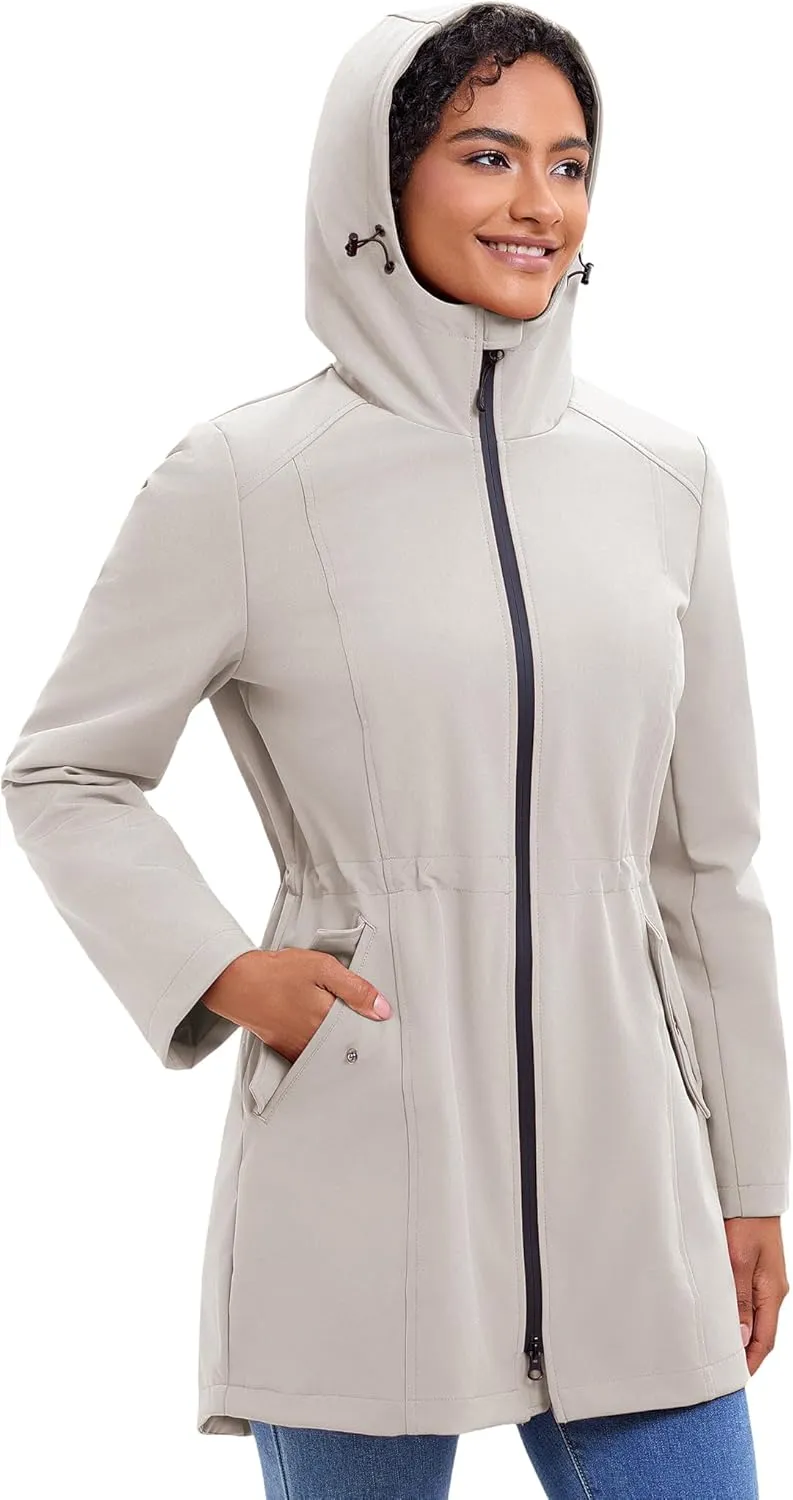 ROYAL MATRIX Women's Waterproof Rain Jacket Lightweight Hooded Breathable Windbreaker Softshell Jacket