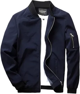 sandbank Men's Slim Fit Lightweight Softshell Flight Bomber Jacket Coat