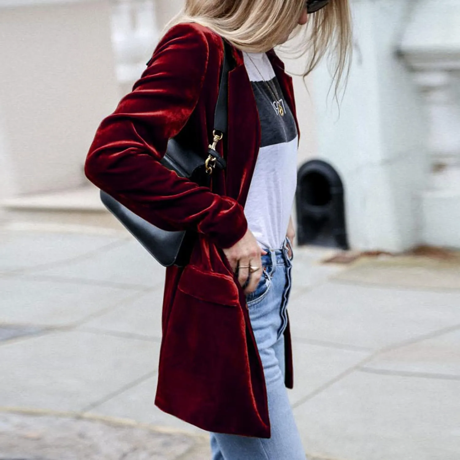 Velvet Blazer Jackets for Women Fashion Casual Open Front Long Sleeve Soft Cardigan Lapel Collar Suits Work Outfits