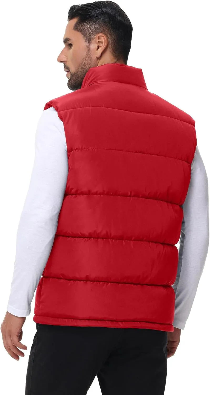 WHN Men's Puffer Vest Outerwear Winter Zipper Quilted Puffy Sleeveless Jacket Outdoor Size M to XXL