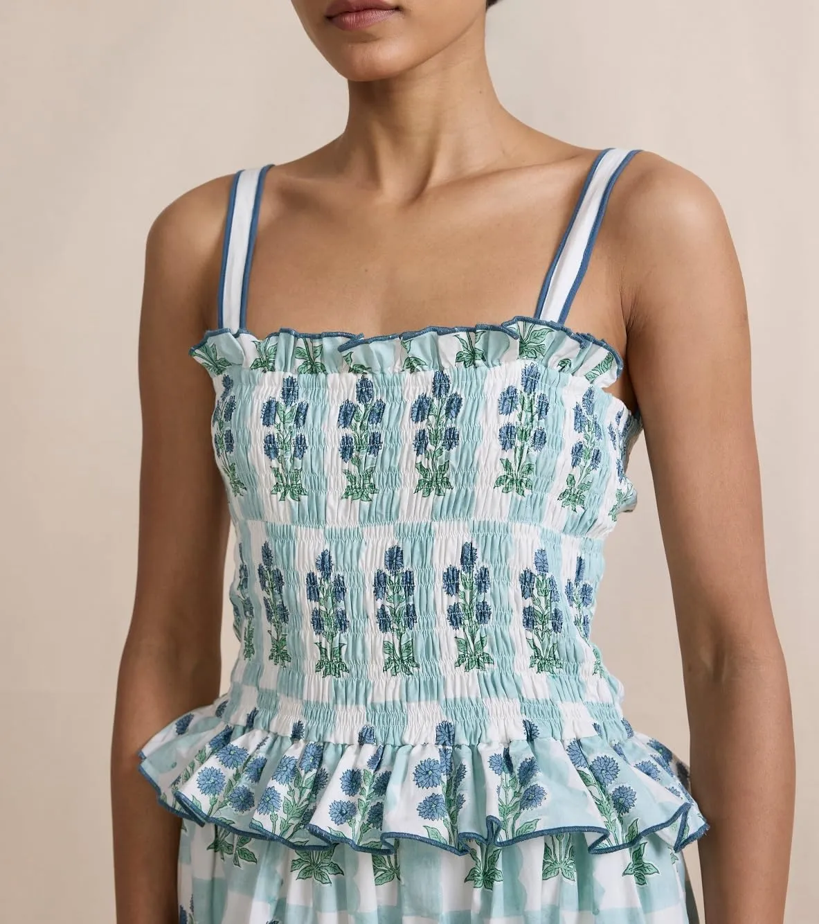 Women Summer Boho Tie Shoulder Dress Y2k Floral Smocked Flowy Long Dress Ruffle Tiered Beach Vocation Sundress