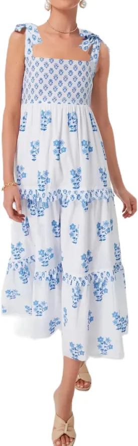 Women Summer Boho Tie Shoulder Dress Y2k Floral Smocked Flowy Long Dress Ruffle Tiered Beach Vocation Sundress